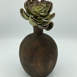 Decorative wood bud vase and stem